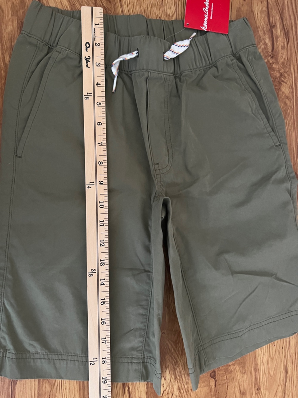 Hanna Andersson Canvas Olive Green Shorts Size 12 - Picture 5 of 6